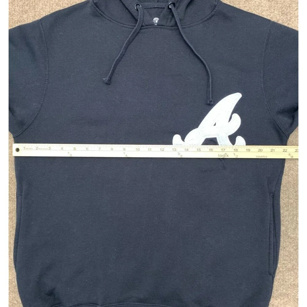 Atlanta Braves Stitches Hoodie Mens M Chenile Spellout Embroidered MLB Pullover - Picture 5 of 9